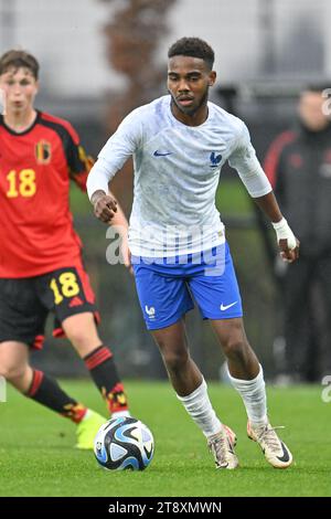 Tubize, Belgien. November 2023. Islam HALIFA (21) von Frankreich, dargestellt während eines Freundschaftsspiels zwischen den belgischen und französischen U20-Nationalmannschaften am Dienstag, den 21. November 2023 in Tubize, Belgien. Quelle: Sportpix/Alamy Live News Stockfoto