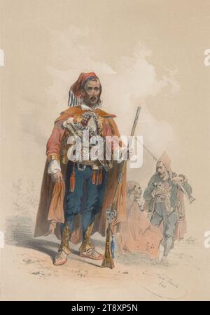 HARAM - PASCHA DER SERESSANER." (Aus der Reihe 'SERESSANER UND CROATEN gezeichnet von JOS. HEICKE. "), Oktober 1848, Joseph Heicke (1811-1861), Lithograph Johann Rauh (1803-1863), Drucker, Leopold Theodor Neumann (1804-1876), Verlag, 1849, Papier, farbig, Kreidelithographie, Höhe 29,7 cm, Breite 21,6 cm, Militär, Bildende Kunst, Revolutionen von 1848, 1849, der Soldat, das Leben des Soldaten, die Wiener Sammlung Stockfoto