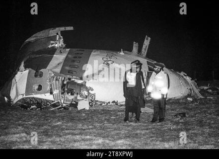 Am 21. Dezember 1988 Lockerbie Distaster. Pan Am Flug 103. Die Überreste des vorderen Abschnitts von Clipper Maid of the Seas Pan am Flug 103. Auf Tundergarth Hill, Lockerbie, Schottland Stockfoto