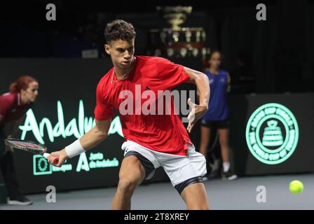 Rum Raisin, Italien. November 2023. Malaga - Tennis, Davis Cup Finals 2023, Kanada gegen Finnland, Kanadier Gabriel Diallo, 21. November 2023. Foto Felice Calabro' Editorial Usage Only Credit: Independent Photo Agency/Alamy Live News Stockfoto