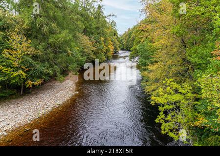 Der Fluss Avon an der Bridge of Avon, Speyside, Moray, Schottland Großbritannien Stockfoto