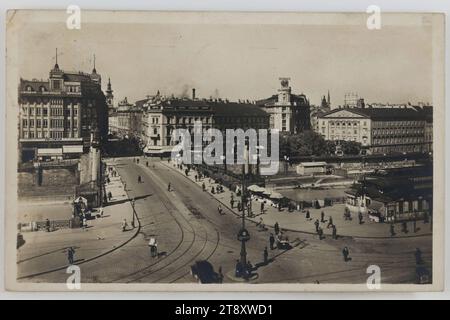 1., 2. Donaukanal - Schwedenbrücke, mit Schwedenplatz, Ansichtskarte, Verlagsanstalt 'Grapha' Wien, Produzent, 1938, Pappe, Gelatinepapier, Inschrift, AUS, Wien, AN, Arnau A, E., ADRESSE, Familie, Arnau A, E., Ringplatz. CSR., BOTSCHAFT, von einer schönen Urlaubsreise, die uns über die Alpen nach Wien führte, schickt euch herzliche Grüße, Mariechen und Franz aus Wien, 25.7,38, Donau, Medien und Kommunikation, Donaukanal, Postkarten mit Transliteration, 1. Bezirk: innere Stadt, Haus kombiniert mit Geschäft, Kanäle, Gewässer (in der Stadt), Kai, Brücke, mit Menschen Stockfoto