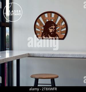 Die mehrschichtigen Layoutdateien VON JESUS Digital sind speziell für Laserschnitte, CNC-Fräsmaschinen und andere Schneidemaschinen vorbereitet. Stock Vektor