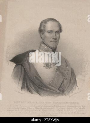 AUGUST FREYHERR VON HERZOGENBERG, kaiserlicher und königlicher Kammerlain und Generalfeldmarschall-Leutnant, Befehlshaber des kaiserlichen österreichischen Leopoldordens (... )", Josef Kriehuber (1800-1876), Lithograph, 1834, Papier, Lithographie, Höhe 30, 1 cm, Breite 23, 8 cm, bildende Kunst, Militär, Aristokratie, Nachlass Constantin von Wurzbach, Porträt, Mann, Oberbefehlshaber, General, marschall, (Militär-)Uniformen, die Wiener Sammlung Stockfoto