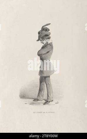 EIN STUDENT AM 31. OKTOBER.“ (Aus der Reihe "ERINNERUNGS=BILDER, aus, WIENS OCTOBER-TAGE 1848, VON, A. ZAMPIS."), Anton Zampis (1820-1883), Lithograph, Johann Höfelich (1796-1849), Drucker, A. O. Witzendorf, Verlag, 1848, Papier, Kreidelithographie, Höhe 53, 9 cm, Breite 36, 2 cm, Umdrehungen von 1848, 1849, schöne Künste, Student, Mann, die Wiener Sammlung Stockfoto