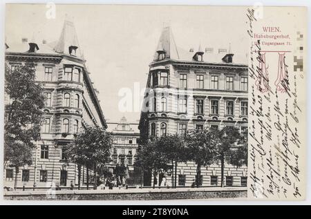 3rd, Ungargasse 71 - Habsburgerhof, Ansichtskarte, Unknown, 1913, Karton, Kollotypie, Inschrift, VON, Wien, NACH, Wien, ANSPRACHE, Hochwohlgeborene Frau, Wien III B. Marokanergasse 21, BOTSCHAFT, liebe Frau, da ich mich schon mehrmals im Cacre Coeur umgesehen habe und weder Sie noch die kleine Hedwig dort gesehen habe, mache ich mir Sorgen, ob Sie oder der kleine nicht krank sind? Ich wäre gerne persönlich gekommen, um mich nach Ihrem Zustand zu erkundigen, aber ich war sehr besorgt. Meine arme Mama war an einer ziemlich schweren Grippe erkrankt und war 3 Wochen lang ziemlich schlimm Stockfoto