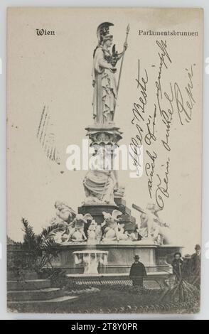 1., Dr.-Karl-Renner-Ring 3 - Parlament - Pallas-Athene-Brunnen, Ansichtskarte, Brüder Kohn KG (B.K.W.I.), Produzent, 1905, Karton, Kollotype, schöne Künste, 1. Bezirk: Innere Stadt, Denkmal, Statue, Skulptur, dekorativer Brunnen, parlament, Parlament Wien, Dr.-Karl-Renner-Ring, Pallas-Athene-Brunnen, Sammlung Wien Stockfoto