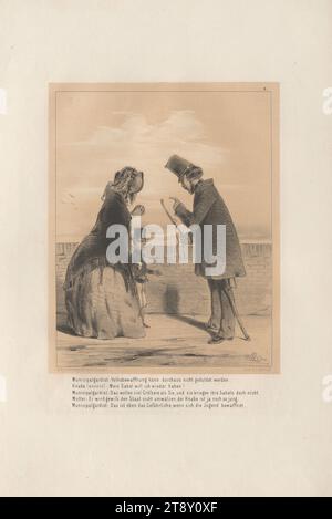 Munizipalgardist und Junge (Nr. 8 der Reihe 'KLEINE EPISODEN, aus dem GROSSEN DRAMA: 'WIEN im BELAGERUNGS-ZUSTAND', Lith. Und herausgegeben von, A. Zampis. "), Anton Zampis (1820-1883), Lithograph, Johann Höfelich (1796-1849), Drucker, 1848, Papier, Kreide-Lithographie, Höhe 44, 3 cm, Breite 28, 9 cm, Umdrehungen von 1848, 1849, Belagerung, der Soldat; das Leben des Soldaten, das Kind, die Wiener Sammlung Stockfoto