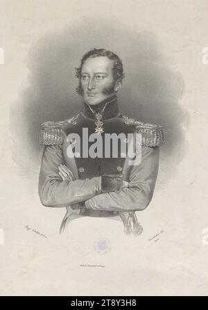 Friedrich Prinz Schwarzenberg, Josef Kriehuber (1800-1876), Lithograph, 1833, Papier, Lithographie, Höhe 36 cm, Breite 26, 1 cm, Beschriftung, "Prof. Ender pinx:", "Kriehuber del: 1833.", "Gedr. b. Mansfeld & Comp.', Bildende Künste, Aristokratie, Nachlass Constantin von Wurzbach, Porträt, Mann, (Militär-)Uniformen, die Wiener Sammlung Stockfoto