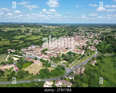 Monpazier, Frankreich, hat Luftaufnahmen gemacht Stockfoto