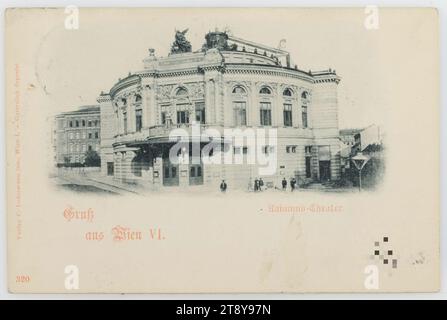 6., Wallgasse 18-20 - Raimundtheater, Ansichtskarte, Carl (Karl) Ledermann Jr., Produzent, 1898, Karton, Kollotype, Theater, 6. Bezirk: Mariahilf, Theater (Gebäude), mit Menschen, Raimundtheater, Die Wiener Sammlung Stockfoto