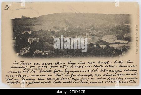 17., Panorama von Dornbach, Ansichtskarte, Deutsch's Postkartenverlag, Produzent, 1898, Pappe, Kollotype, Beschriftung, VON, Wien, AN Zinnowitz, ADRESSE, an Hochwohlg. Fräulein, Zinnowitz, Preußen, Hotel Eichenhain, NACHRICHT, III, die Reise war etwas heiß, aber sehr hübsch und lustig. Auf dem Gipfel des Schneebergs haben wir herrlich gegessen und wegen all der [Tre] & Essens sind wir nicht einmal auf den höchsten Gipfel gegangen, nur zur Wachsbar [=Waxriegel], übrigens nur ein Teil der Firma schwankte auf. Neulich habe ich mein Rad am Exelberg auf dem Weg nach unten in einem Barrière zusammen Stockfoto