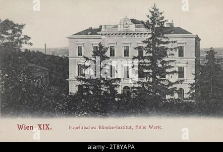 19th, hohe Warte 32 - Israelitisches Blinden-Institut, Postkarte, Sperlings Postkartenverlag (M.M.S.), Produzent, 1900-1905, Karton, Kollotype, Höhe x Breite 9 x 14 cm, soziales, jüdisches Leben, 19: Döbling, Sammlung Wien Stockfoto