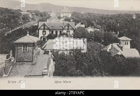 19., hohe Warte - Panorama, Ansichtskarte, Sperlings Postkartenverlag (M.M.S.), Produzent, 1905-1909, Karton, Kollotype, Höhe x Breite 9 x 14 cm, 19: Döbling, Villa., die Wiener Sammlung Stockfoto