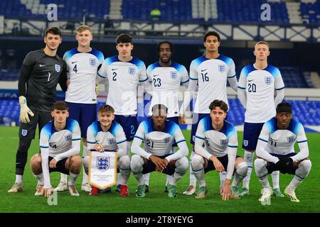 Liverpool, Großbritannien. November 2023. England U21 Team vor dem Qualifikationsspiel zur UEFA Euro U21 England U21 gegen Nordirland U21 im Goodison Park, Liverpool, Großbritannien, 21. November 2023 (Foto: Conor Molloy/News Images) in Liverpool, Großbritannien am 21. November 2023. (Foto: Conor Molloy/News Images/SIPA USA) Credit: SIPA USA/Alamy Live News Stockfoto