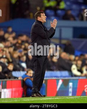 Nordirland-Trainer Tommy Wright während des Qualifikationsspiels der Gruppe F zur UEFA-Euro-U21-Meisterschaft im Goodison Park, Liverpool. Bilddatum: Dienstag, 21. November 2023. Stockfoto