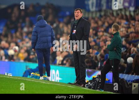 Nordirland-Trainer Tommy Wright während des Qualifikationsspiels der Gruppe F zur UEFA-Euro-U21-Meisterschaft im Goodison Park, Liverpool. Bilddatum: Dienstag, 21. November 2023. Stockfoto