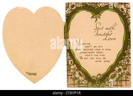 Originell, charmant, Valentinskarte aus den 1950er Jahren, innen. Stockfoto