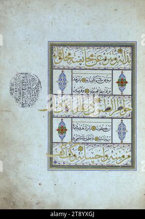 Dieser elegant kalligraphierte und beleuchtete Codex enthält ein Gebet mit dem Titel Miftāḥ al-najāḥ, das ʿAlī ibn Abī Ṭālib, dem vierten Kalifen des Islam, zugeschrieben wird. Das Manuskript wurde von Shaykh Kamāl ibn ʿAbd al-Ḥaqq al-Sabzawārī in Astarabad (heute Gorgan, Iran) im Jahr 941 AH/1534 n. Chr. ausgeführt Stockfoto