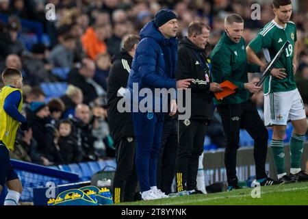 Liverpool am Dienstag, 21. November 2023. England-Trainer Lee Carsley gestikuliert während des Gruppenspiels der UEFA-U21-Europameisterschaft zwischen England und Nordirland am Dienstag, den 21. November 2023, im Goodison Park in Liverpool. (Foto: Mike Morese | MI News) Credit: MI News & Sport /Alamy Live News Stockfoto