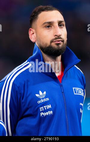 Leverkusen, Deutschland. November 2023. LEVERKUSEN, DEUTSCHLAND - 20. NOVEMBER: Gianluigi Donnarumma aus Italien beim Spiel der Gruppe C - UEFA EURO 2024 Europa-Qualifikation zwischen der Ukraine und Italien in der BayArena am 20. November 2023 in Leverkusen. (Foto: Joris Verwijst/BSR Agency) Credit: Orange Pics BV/Alamy Live News Stockfoto