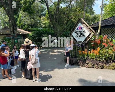 Singapur, Singapur. Oktober 2023. Eintritt zum National Orchid Garden, der größten Orchideensammlung der Welt. Vermerk: Carola Frentzen/dpa/Alamy Live News Stockfoto