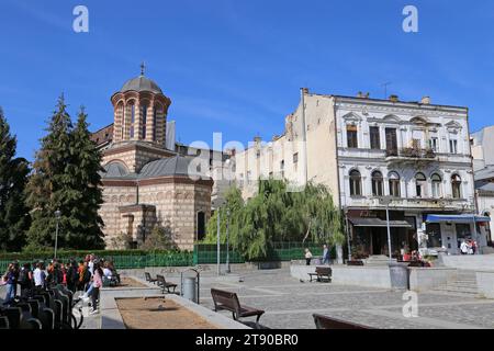 Orthodoxe Kirche des alten Hofes und Platz des Heiligen Antonius (Piața Sfântul Anton), Strada Șepcari, Altstadt, historisches Zentrum, Bukarest, Rumänien, Europa Stockfoto