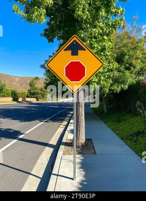 Ein Stoppschild am Straßenrand. Stockfoto