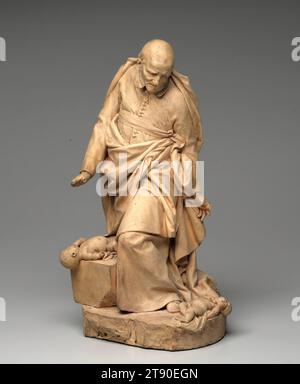 Saint Vincent de Paul, ca. 1787, Jean Baptiste Stouf, Französisch, 1742–1826 3/8 x 9 1/2 x 8 1/2 Zoll (46,67 x 24,13 x 21,59 cm), Terracotta, Frankreich, 18. Jahrhundert, St. Vincent de Paul (1581–1660) widmete sein Leben der Hilfe der Ärmsten in Frankreich, einschließlich verlassener und misshandelter Kinder. Etwa hundert Jahre später, während der Aufklärung, als die Franzosen wissenschaftliche Denkweise und individuelle Freiheit feierten, war er einer der wenigen religiösen Persönlichkeiten, die mit einer Statue in der Serie der Großen Männer von Frankreich geehrt wurden, die in der Grande Galerie des Louvre installiert wurde. Stockfoto