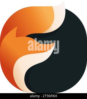 Das App-Symbol hat einen Fuchs in Form des Buchstaben F Stock Vektor