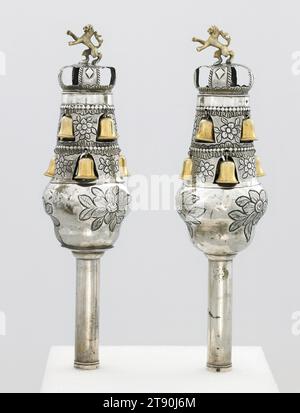 Rimmonim (Torah finial) (eins eines Paares), Anfang des 18. Jahrhunderts, H.14-1/8 x Durchm. 3-11/16 Zoll, Silber, andere Metalle, Deutschland, 18. Jahrhundert Stockfoto