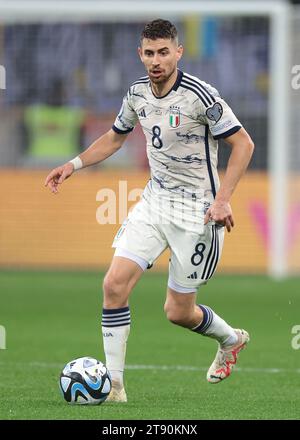 Leverkusen, Deutschland, 20. November 2023. Jorginho aus Italien während des Qualifikationsspiels zur UEFA-Europameisterschaft in BayArena, Leverkusen. Der Bildnachweis sollte lauten: Jonathan Moscrop / Sportimage Stockfoto