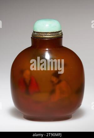 Snuff-Flasche, 17.-19. Jahrhundert, 7/8 x 2 1/8" (7,3 x 5,4 cm), Glas, China, 17.-19. Jahrhundert Stockfoto