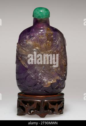 Snuff Flasche, 17.-19. Jahrhundert, 2 3/4" (7 cm), Amethyst, Glas, China, 17.-19. Jahrhundert Stockfoto