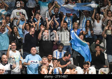 Argentinische Tennisfans. Davis Cup Finals, Unipol Arena, Bologna. Stockfoto