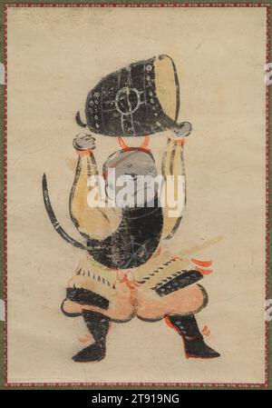 Benkei mit Tempelglocke, Ende des 18. Bis Anfang des 19. Jahrhunderts, Unbekanntes Japanisch, 13 3/8 x 9 3/16". (34 x 23,3 cm), hängende Rolle; Tinte und Farbe auf Papier, Japan, 18.-19. Jahrhundert Stockfoto