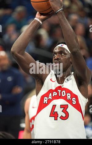 Orlando, Florida, USA, 21. November 2023, Toronto Raptors Forward Pascal Siakam #43 schießt einen Freiwurf im Amway Center. (Foto: Marty Jean-Louis/Alamy Live News Stockfoto