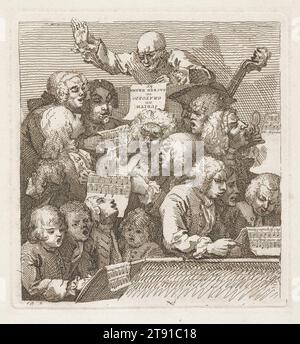 A Chor of Singers, 1732, William Hogarth, Britisch, 1697–1764, 15/16 x 1/2 Zoll (17,62 x 16,51 cm) (Platte)8 x 7 5/16 Zoll (20,32 x 18,57 cm) (Blatt), Ätzen, England, 18. Jahrhundert Stockfoto