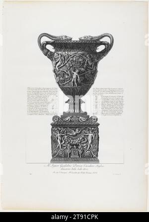 Große Marmorvase mit Putti und Weinblättern, 1778, Giovanni Battista Piranesi, Italienisch (Rom), Italienisch, 1720–1778, 22 9/16 x 14 13/16 Zoll (57,31 x 37,62 cm) (Platte)31 x 1/2 Zoll (78,74 x 54,61 cm) (Blatt), Ätzen, Italien, 18. Jahrhundert Stockfoto