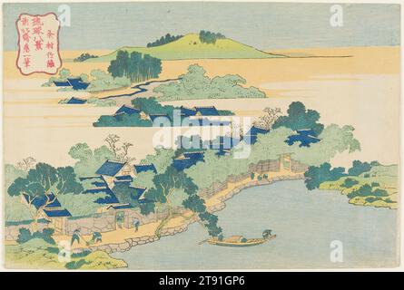 Bambushain in Kumemura, ca. 1832, Katsushika Hokusai; Herausgeber: Moriya Jihei, Japanisch, 1760 - 1849, 10 1/8 x 15 1/16 Zoll (25,7 x 38,3 cm) (Bild, Blatt, horizontal ōban), Holzblock-Druck (nishiki-e); Tinte und Farbe auf Papier, Japan, 19. Jahrhundert Stockfoto