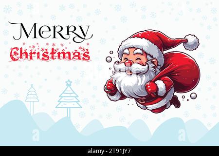 Weihnachtsvektor-Design-Hintergrund, Weihnachtsmann-Klausel, helle Winterfestkomposition. Grußkarte, Banner, Poster Stock Vektor