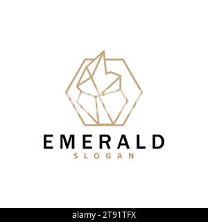 Smaragd-Logo, Edelstein-Vektor, Luxuriöses Premium Vintage Retro Elegantes Design, Diamantschmuck-Symbol, Symbol-Illustration Stock Vektor