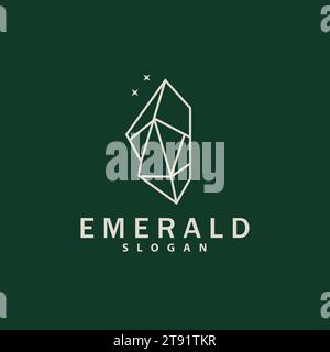 Smaragd-Logo, Edelstein-Vektor, Luxuriöses Premium Vintage Retro Elegantes Design, Diamantschmuck-Symbol, Symbol-Illustration Stock Vektor