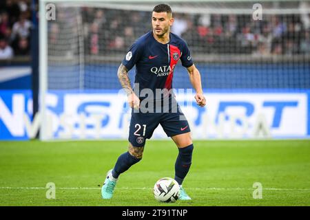 Lucas HERNANDEZ von PSG während des Fußballspiels der französischen Meisterschaft Ligue 1 zwischen Paris Saint-Germain und RC Straßburg am 21. Oktober 2023 im Parc des Princes Stadion in Paris, Frankreich - Foto Matthieu Mirville / DPPI Stockfoto