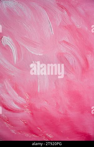 Abstrakter Acrylmalhintergrund mit rosa und weißen Handstrichen Stockfoto