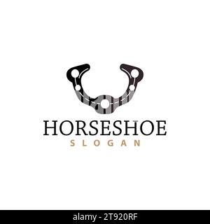 Horseshoe Logo, Pferd Vektor Vintage Elegant Old Retro Texsas Design, Silhouette Symbol Symbol Symbol Stock Vektor