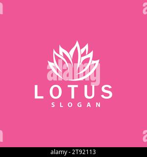 Lotus-Logo, Blumenpflanzenvektor, Minimalistisches Einfaches Liniendesign, Symbol-Symbol-Vorlage Stock Vektor