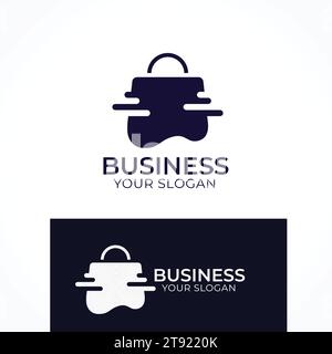 E-Commerce-Einkaufstasche mit Logo Stock Vektor