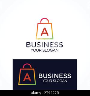 Buntes Logo mit Buchstabe A in der Einkaufstasche Stock Vektor
