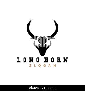 Long Horn Logo, Viehzucht Stier Tier Vektor, Retro Vintage Design, Silhouette Icon, Vorlage Marke Stock Vektor